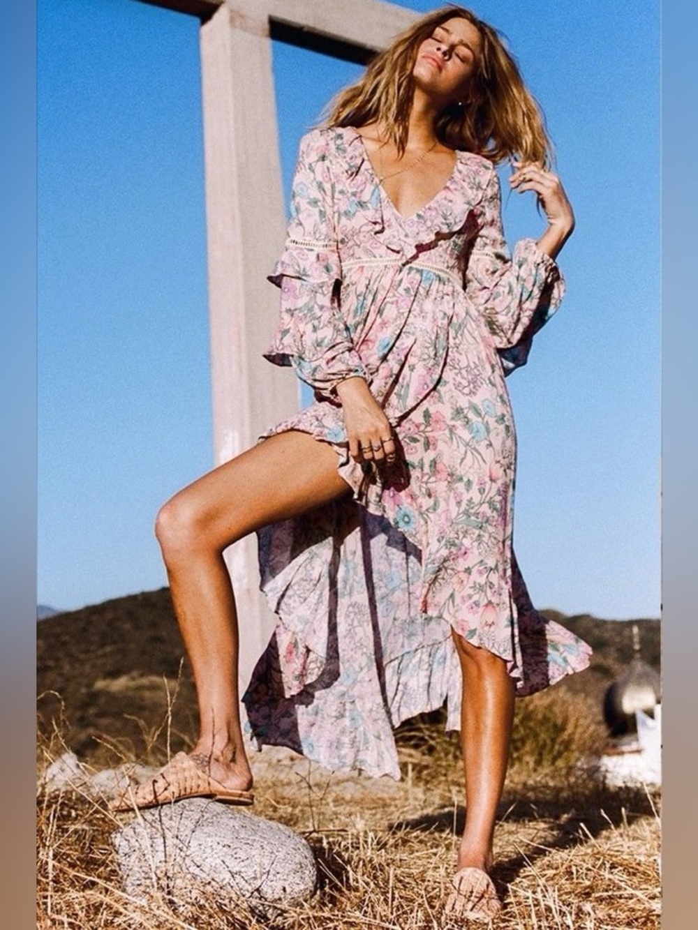UFT spell and the gypsy sayulita frill dress in musk size small